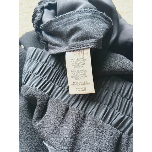 Rebecca Taylor Pull-On Silk Trim Emma Crepe Pant Stretch Black 4 Quiet Luxury - Picture 6 of 6
